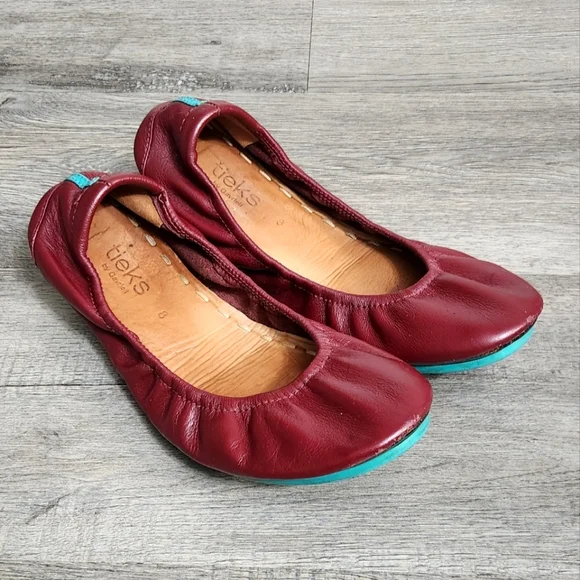 Tieks Gavrieli Ballet Flats Burgundy Red Leather Flats - Picture 8 of 15